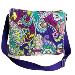 Vera Bradley Messenger Laptop Bag Floral Purple & Green Large